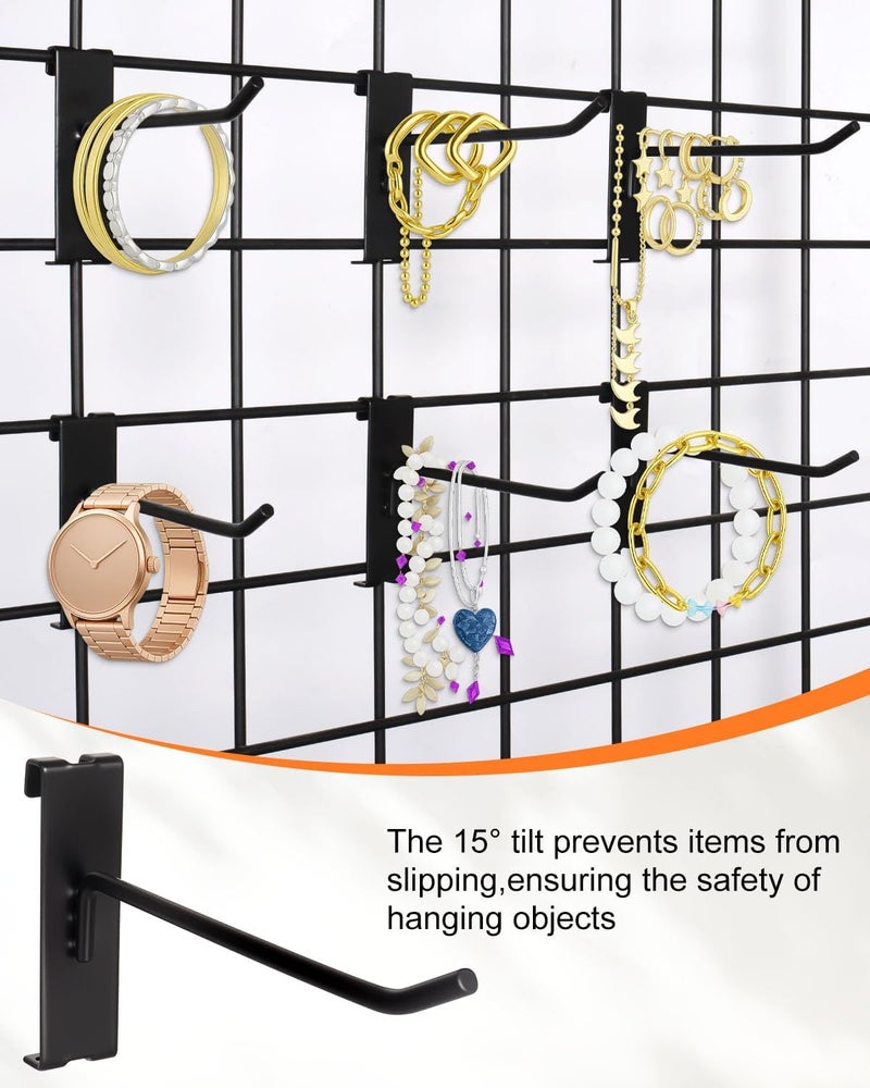 Alffun 50 Pack Gridwall Hooks, 6 Inch Metal Display Hanging Hooks, Heavy Duty Grid Wall Panels Accessories for Retail, Craft Shows, Garage Storage, and Home Organization, Black - Image 2